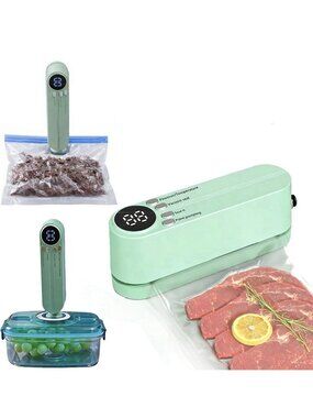 Mini Vacuum Sealer Rechargeable Food Saver w/ Inflation Pump, Needle & Nozzle